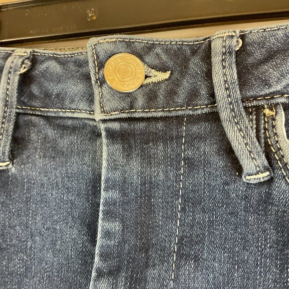 Frame Le One Crop Mini Boot Jeans 2 Blue Wash Raw Rolled Hem Stretch 30-34 - Picture 5 of 11